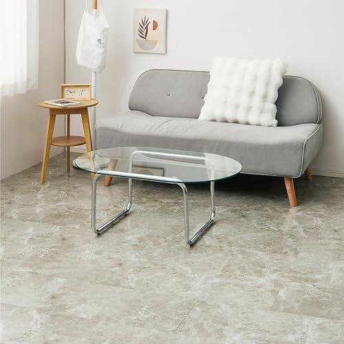 萩原 フロアタイル マーブルグレージュ 約30×60cm 36枚入 超薄型 軽量 貼ってはがせる 置くだけ カットOK