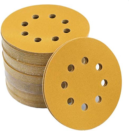 5-Inch 8-Hole Hook and Loop Sanding Discs 220-Grit, 100-Pack