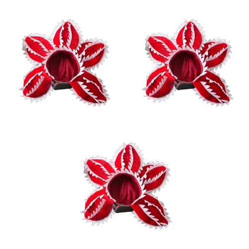 ペットの帽子怖い花の形の帽子ソフトデモゴルゴンテーマ調節可能なステッカー付きペット悪魔の花の帽子ポリ...