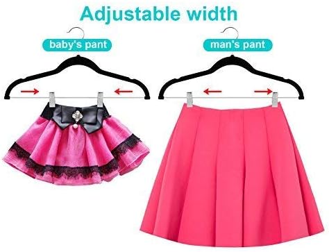 OIKA Black Velvet Hangers with Clips–16.7-Inch Space-Saving Pants Hangers for Skirts, Dresses, Non-Slip Closet Organizers (20 Pack) - Image 4