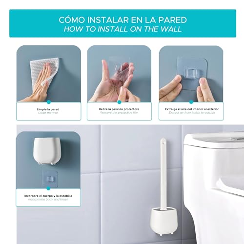 WELL HOME MOBILIARIO & DECORACIÓN Escobilla y Portaescobillas de Inodoro, Cepillo y Soporte para WC, Silicona, TPR y Caucho termpoplástico, Blanco - imagen 5