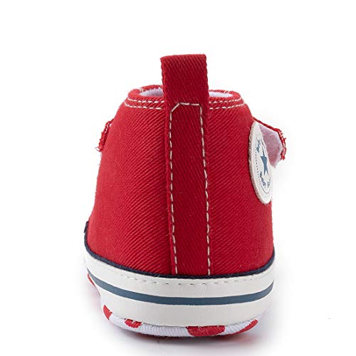 Tutoo Unisex Baby Boys Girls Star High Top Sneaker Soft Anti-Slip Sole Newborn Infant First Walkers Canvas Denim Shoes #TOP4