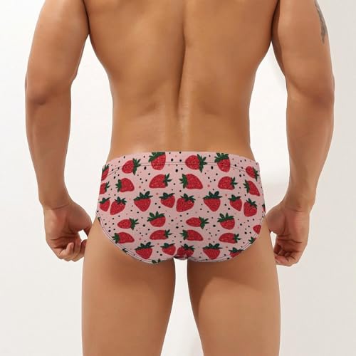 Strawberry Pattern Mens Swim Briefs Sexy Bikini Swimwear Bathing Suits Trunks2