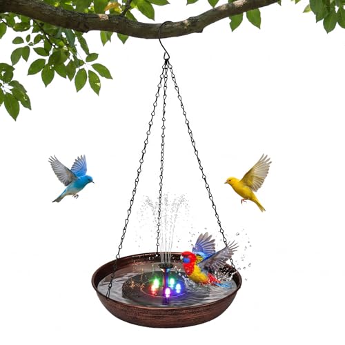 Edenseelake Solar Powered Hanging Bird Bath with Lights
