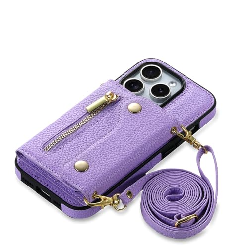Étui en cuir de luxe ENILSA avec lanière bandoulière pour iPhone 15 Pro Max et 14