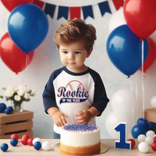 Rookie of The Year First Birthday Baby Boy Custom T-Shirt One Year Old Toddler Baseball Theme Kids Tees Personalized Shirt2