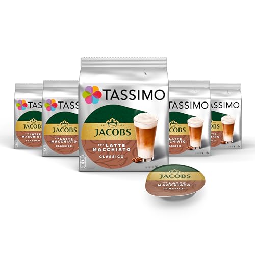 Tassimo Kapseln Jacobs Typ Latte Macchiato Classico, 40 Kaffeekapseln, 5er Pack, 5 x 8 Getränke Tassimo Kapseln Jacobs Typ Latte Macchiato Classico, 40 Kaffeekapseln, 5er Pack, 5 x 8 Getränke