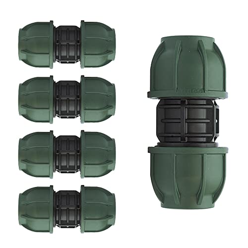 GNCGarden [Pack 5] Enlace Recto Fabricado en Polietileno (PE) de 25mm. Conectores de Agua para tuberías. Montaje rápido. Utilizado en tuberías PE 25mm para Uso fontanería, riego y Obras.