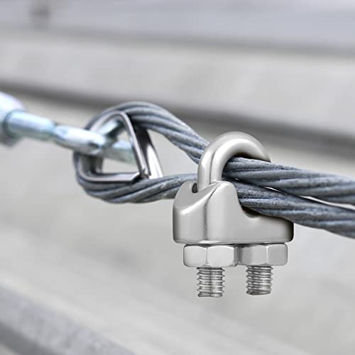 40 Pcs 1/8" Wire Rope Kit M3 Metal Wire Rope Cable Clamps And M3 Stainless Steel Thimbles For 1/8" Diameter Wire Rope Rigging Tent Rope Guard Railing System #TOP3