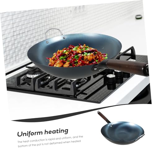 Wok tradicional de hierro LIFKOME con mango ergonómico miniatura 7