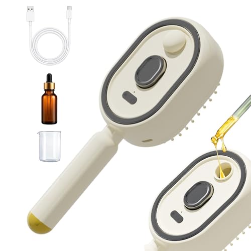 Cepillo de vapor eléctrico para el cabello, peine de luz portátil recargable | Cepillo eléctrico inalámbrico antiencrespamiento, para el cuidado del cuero cabelludo, hogar, spa, viajes