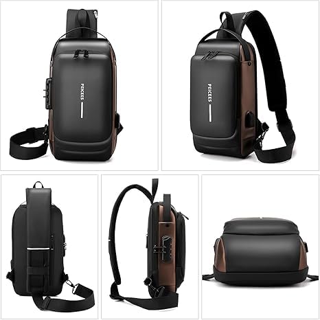 VYNEX Trendy Fashion Sling Bag With USB Charging Port | Waterproof Crossbody Shoulder Backpack For Men And Women | Stylish Lightweight Travel College Casual Bag 2