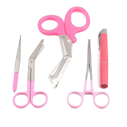 LAJA Imports Shears; Emt/scissors 'Combo Pack' W/Holster Scissors Forceps Penlight 'Pink'