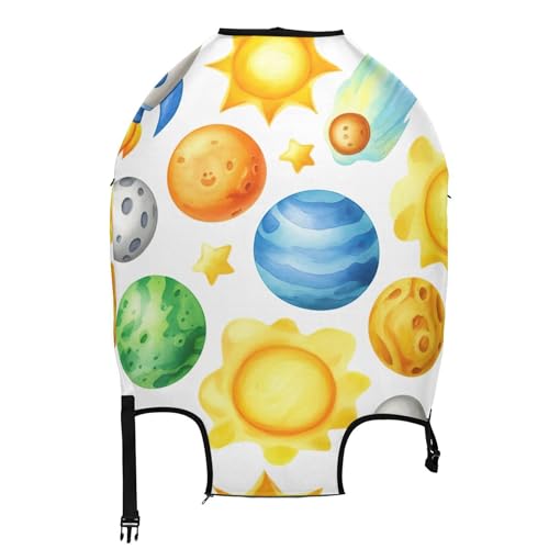 Joisal Luggage Covers for Suitcase Protectors Cute Space Planets Baggage Aesthetic Travel Accessories Suitcase Sleeve, L, Fits 26-28 Inch Case2