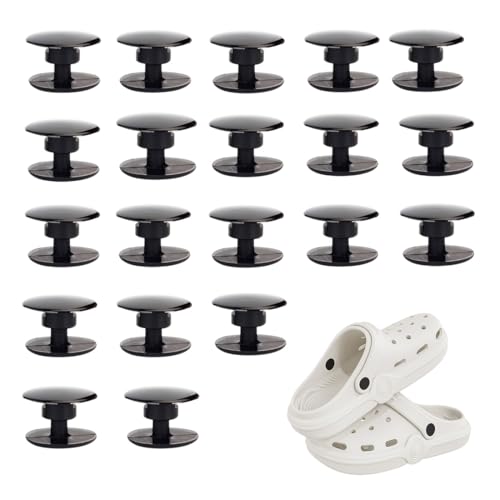 ROLKUFA 20 Parells Reblons Croc de plàstic, botons de recanvi de 16 mm per a esclops, adequats per a DIY i usuaris de Crocs, negre