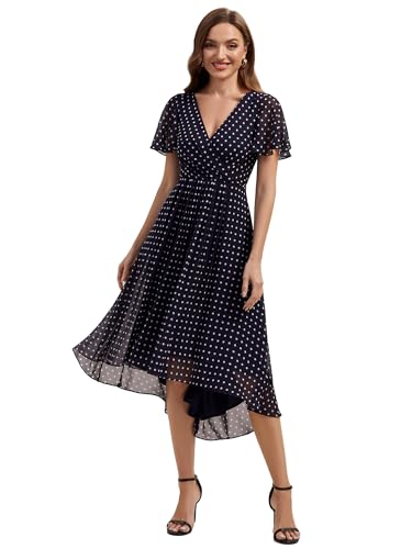 Robe d'invitée mariage chic femme col V imprimé pois chic