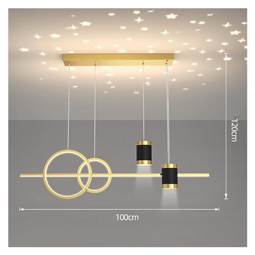 Lustre LED dimmable gris 100cm avec projecteur étoiles suspendu pour îlot