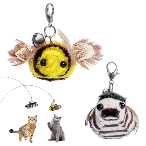 2 StkKatzenspielzeug Biene, Katzenspielzeug Federn, Interaktives Katzenspielzeug Katzenangel Ersatzfedern Anhänger mit Glöckchen,Katzen Spielzeug mit Federn,Cat Toys Federspielzeug für Katzen 2 StkKatzenspielzeug Biene, Katzenspielzeug Federn, Interaktives Katzenspielzeug Katzenangel Ersatzfedern Anhänger mit Glöckchen,Katzen Spielzeug mit Federn,Cat Toys Federspielzeug für Katzen