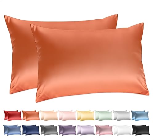 100% Cotton Queen Pillowcases Set of 2, Deep Dream 600 Thread Count Pillow Cases, 20x30 Inches, Super Soft and Breathable Envelope Closure (Orange)