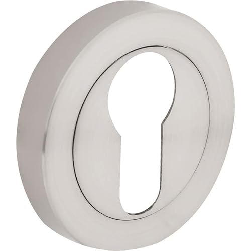 Designer Levers - Euro Lock Keyhole - Door Escutcheon - Screw-on Rose - Brushed Nickel - 1 Pair - Fixings Included