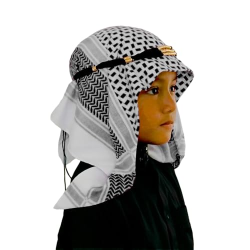Desert Dress Kids Igal Shemagh Set Arab Headwear Islamic Prayer Scarf Headband for Boys Muslim Cap for Eid Hajj Umrah2
