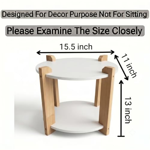 Image of Modern Oval Side Table, Home Decor for Living Room, Bed Side Tables for Bed Room, stools for Home, Furniture for Home, 2-Tier White Shelves