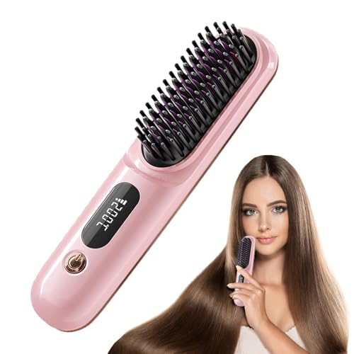 Cepillo Alisador de Pelo Mini Inalámbrico Rosa miniatura 1