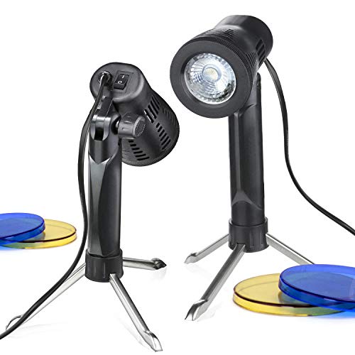 Julius Studio 2-Pack Portable Continuous LED Lamp, Table Top Mini Lighting Kit with Blue and Yellow Color Gel Filters, Photography Video Studio Set, JSAG349