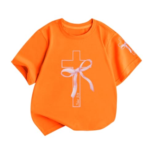 Image of Girls Cute Christian Shirts Kids Pink Bow Shirt Jesus God Faith Tshirts Aesthetic Cross Bible Verse Graphic Tee Tops