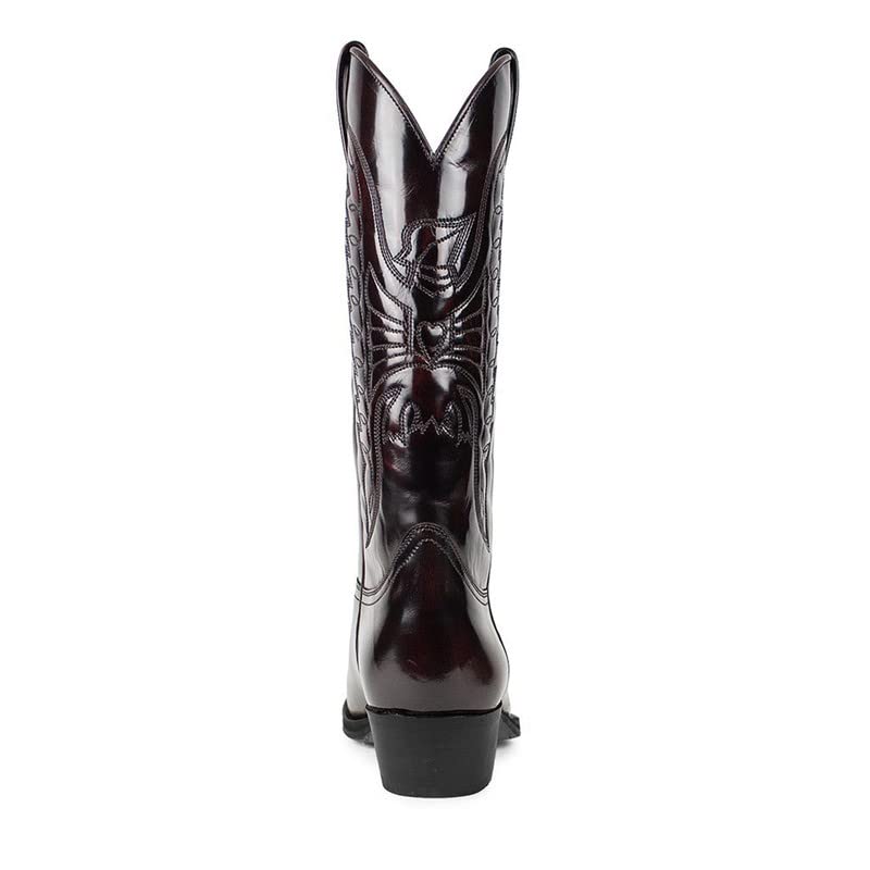 Western Boots Vintage Square Toe Chunky Block Heel Pointed Toe Stitched Leather Cowboy Boots for Men Country Boots Mid-Calf Boots4