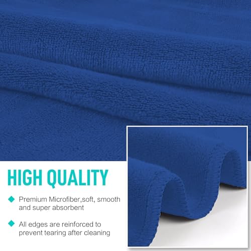 Image of 400 GSM Microfiber Cloth for Car Drying (Pack of 2) - 60x40cm Car Cleaning Cloth Superior Softness, Super Water Absorbent Towel for Car, Bike and Household Cleaning - Navy Blue