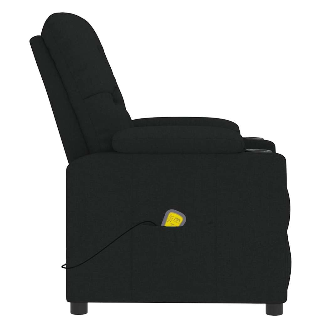 Fauteuil de Relaxation inclinable électrique Noir en Tissu avec télécommande et Repose-Pieds réglable pour Salon Chambre Senior mobilité Confort