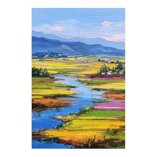Impression sur toile le ruisseau décoration murale salon chambre peinture paysage jaune 70x100