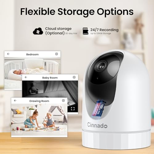 Cinnado Security Camera Indoor-2K 360° WiFi Cameras for Home Security,Pet/Dog/Baby Camera with Phone app, 2-Way Audio, Night Vision, 24/7 SD Card Storage, Works with Alexa & Google Home (2.4Ghz)-D1 - Image 7