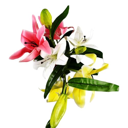 Image of Enhance Your Space with Artificial Leaf Decor Foliage for Stunning Interiors Decorative Items for Home;Office; Room; Living Room; Table; (Without Vase) (Pack of 2, Tri-clr)