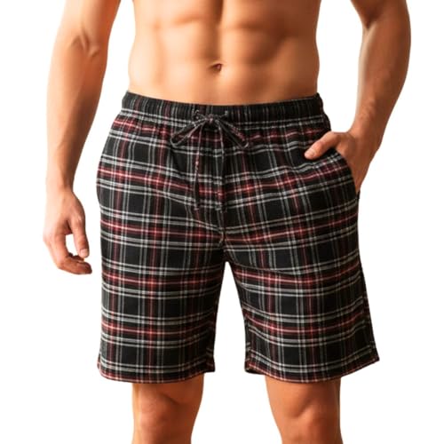 Republic Blue Cotton Flannel Plaid Pajama Shorts