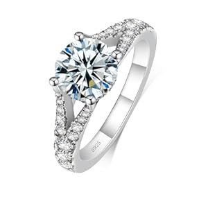 Moissanite Engagement Rings for Women, 2.5CTTW D Color VVS1 Round Cut Moissanite rings for Women 925 Sterling Silver Promise Rings for Her