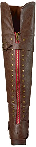 Brinley Co. Womens Wide Calf Over-The-Knee Inside Pocket Buckle Studded Boots Brown, 8 Wide Calf Us #TOP2