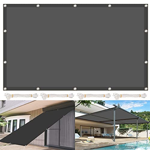 Toldo vela de sombra rectangular gris oscuro impermeable para terraza jardín y parque 2