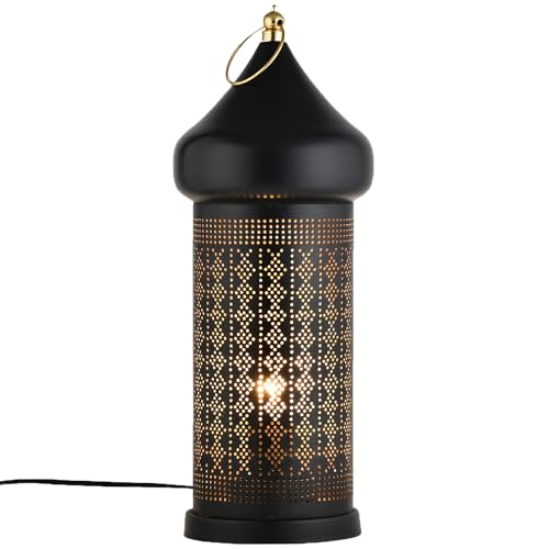 Marrakech Lampada da tavolo da comodino, 45 cm, decorazione orientale, lampada da terra in soggiorno, camera da letto e cameretta dei bambini, lampada da tavolo marocchina Tangis, in metallo nero con