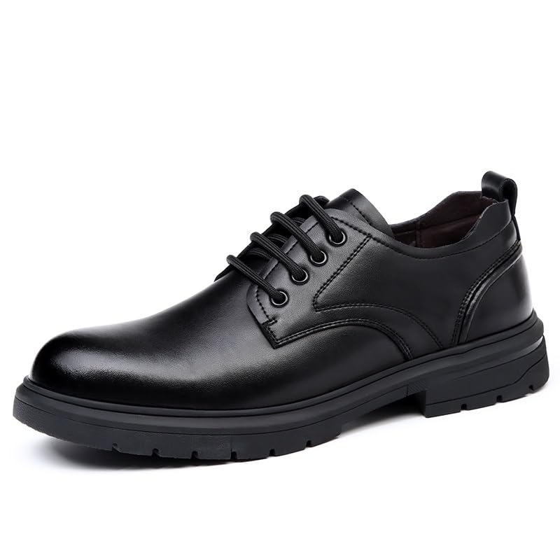Formal Shoes Dress Oxford for Men Lace Up Round Toe Solid Color Vegan Leather Derby Shoes Rubber Sole Slip Resistant Anti-Slip Non Slip Wedding