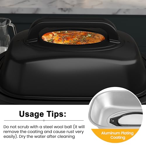 Image of Sunvivi Roaster Oven, Electric Roaster Oven with Viewing Lid, 30lb 26-Quart Turkey Roasters with Unique Defrost /Warm Function, Large Roaster with Removable Pan & Rack, Stainless Steel, Grey