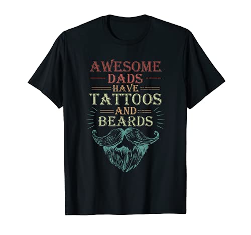 Uomo Awesome Dads Have Tattoos and Beards Vintage Retro Funny Maglietta