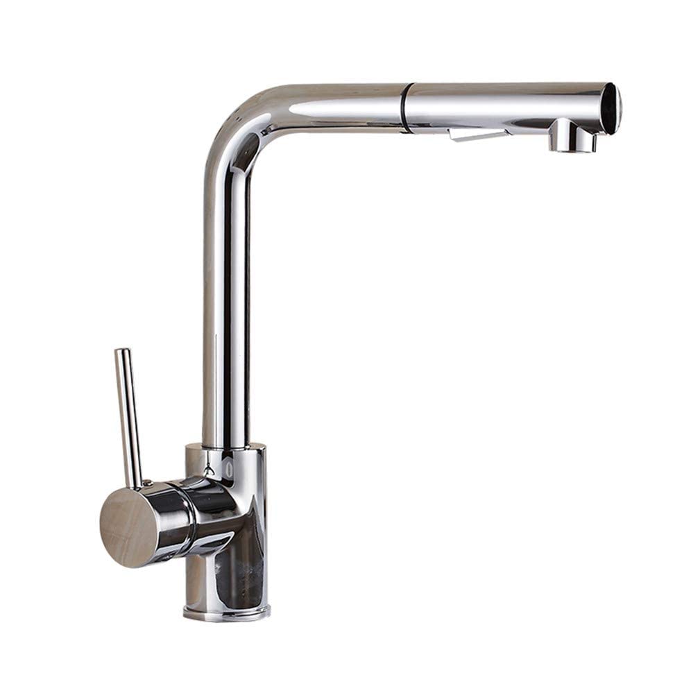 VDOQTLJT Kitchen Sink Faucet Hot Cold Water Mixer Crane Black Painting Finished 2 Type Spray Deck Mounted Pull Out 360 Swivel Single Handle with Aerator(Cromo)