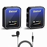 Bietrun UHF Wireless Lavalier Microphone System Compatible with DSLR Cameras, Camcorders, iPhone, Android Smartphones, Tablets, Rechargeable, for Youtube, Tiktok, Vlogging, Interview(164 ft Range)