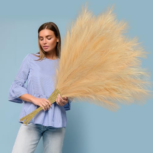 BlueCloudy 4 piezas Pampa artificial 120 cm, ramo de flores secas, decoración para el hogar, interior, flores secas y sala de estar, decoración boho campestre, para dormitorio o boda