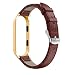 Produktbild Ersatzarmband Ersatz für Xiaomi Mi Band 4 Armband, Ersatz Armband Band Bügel + Metallkasten Abdeckung Case Cover Wrist Strap Wristband Lederband Uhrenarmband Handgelenk Ersatzband (Kaffee)
