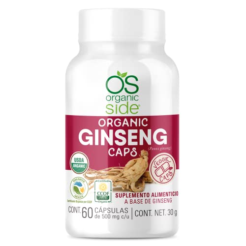 Biofarma, Ginseng Orgánico 60 Cápsulas Vegetales - Organic Side - Certificado USDA