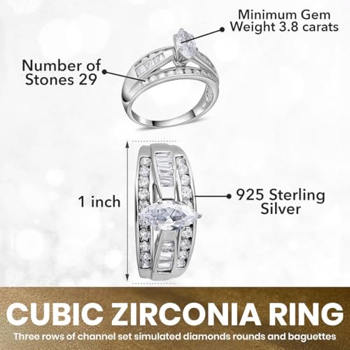 Shop LC Cubic Zirconia Ring CZ 925 Sterling Silver Engagement Rings for Women Promise Rings for Her Birthday Gifts for Womens 3-4.5 ctw3