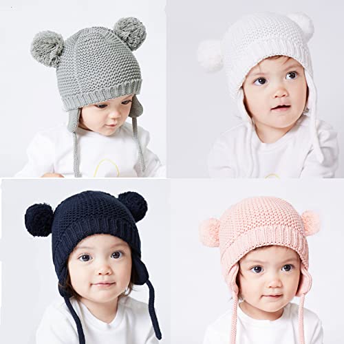 Baby Beanie Earflaps Hat - Infant Toddler Girls Boys Soft Warm Knit Hat Kids Winter Hat with Fleece Lining2